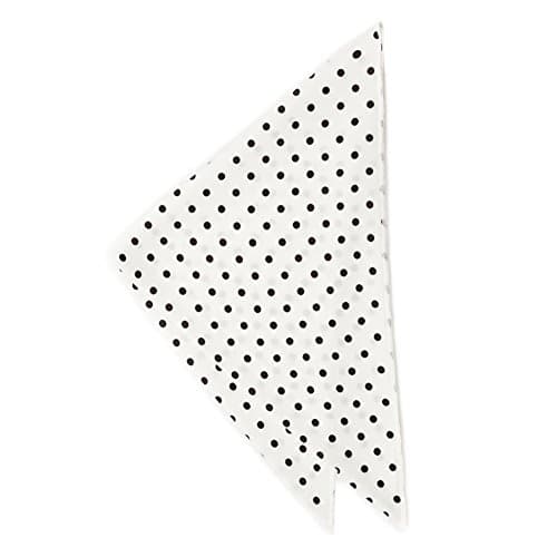 Silk Pocket Square - 100% Silk (White & Black Polka Dots (Big))