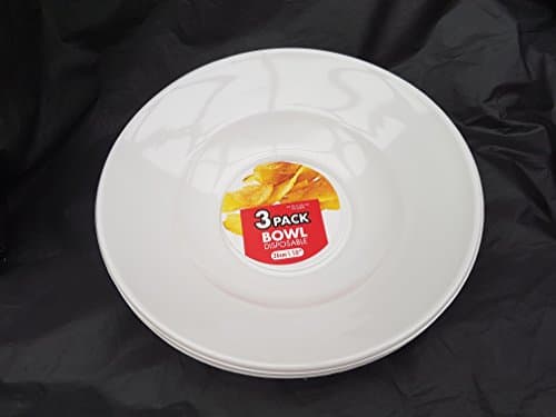 9 x white plastic disposible serving bowls - 26cm 10" for serving shering