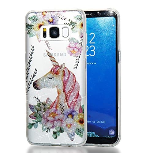 Samsung Galaxy S8 Plus Clear Case,Samsung S8 Plus TPU Case,Ultra Thin Transparent Clear Flexible Silicone Cover for Samsung Galaxy S8 Plus with 6.2 inch Screen,Case for Samsung S8,Funny Cute 3D Romantic Flower Animal Cartoon Sparkle Bling Glitter Diamond Design Printed Drawing Pattern Soft TPU Bumper Rubber Shockproof Non-slip Protective Back Cover Case for Samsung Galaxy S8 Plus