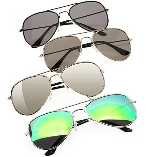 Set 4 Pair Men Women Pilot Style Mirrored Polarized Sunglasses UV 400 Protection Romens Ltd