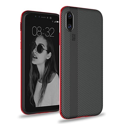 GXQS iPhone X Case, Metal Plating Frame, Scratch Resistant Shockproof Anti-skid Soft TPU Protective Case Cover for Apple iPhone X (red)