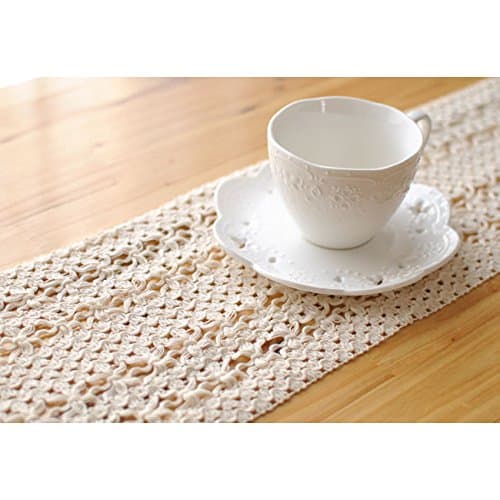 Inovey Lace Hollow Cotton Tableware Mat Table Runner Tablecloth Desk Cover Heat Insulation Bowl Pad - 30*200Cm