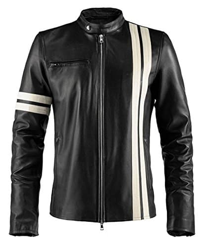 Driver San Francisco Black with White Stripes Leather Jacket