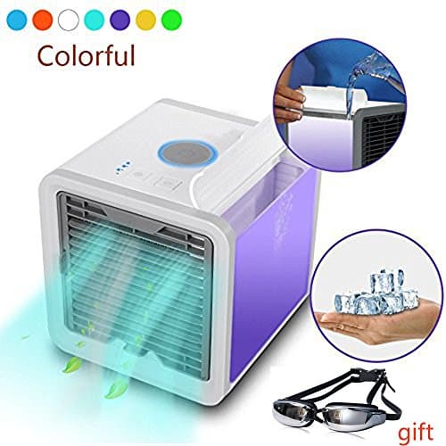 Personal Space Air Cooler - 3-in-1 Portable Mini Cooler, Humidifier & Purifier with 7 Colors LED Lights (White)
