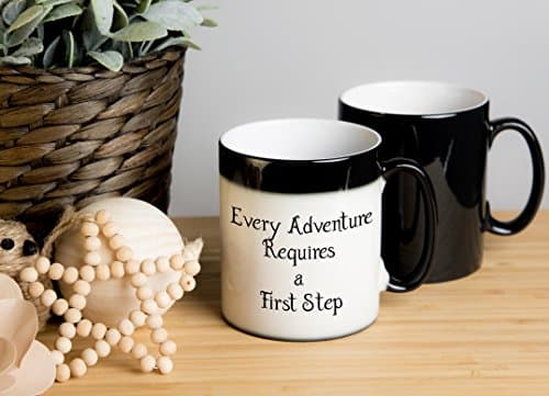 Every Adventure requires a first step- Alice in Wonderland Magical Colour Changing Mug! Ideal as tea mug, coffee mug, tea cup, coffee cup, hot chocolate cup, hot chocolate mug. Great gift for birthdays, Christmas, Anniversary etc.