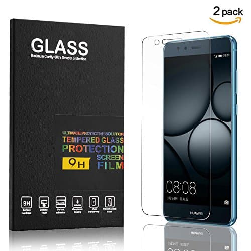 [2 Pack] Screen Protector for HUAWEI P10 Lite / New Version Dec 2017, Smaller and More Fit / Tempered Shatterproof Glass 3D Round Edge 9H Hardness Anti Scratch - Clear