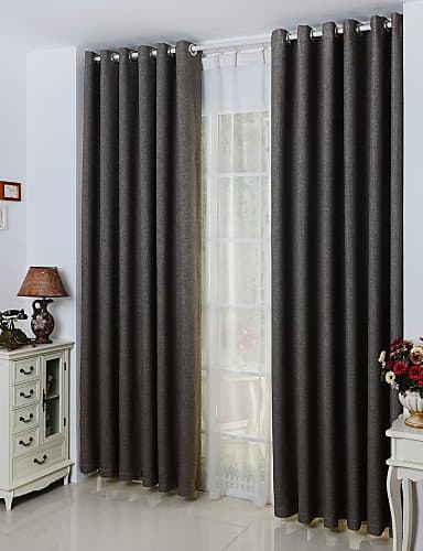 CLL/ One Panel Grey Solid Linen/Polyester Blend Blackout curtain Bamboo Fabric Curtain Colors High Quality Modern Curtain , double pleated-gray