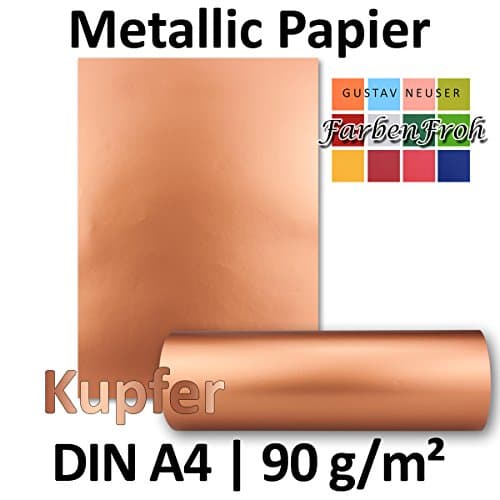 Metallic Copper paper/DIN A4/Writing/Copper – Professional Quality/90 g/m²//by Gustav Neuser Small Gift Idea for Her. 100 Bogen Kupfer-Rot