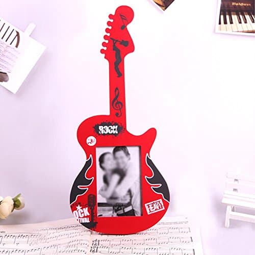 SSQCXO Frame Solid Wood Creative Guitar Styling Photo Frame Home Wall Decoration Image Size 6 Inch