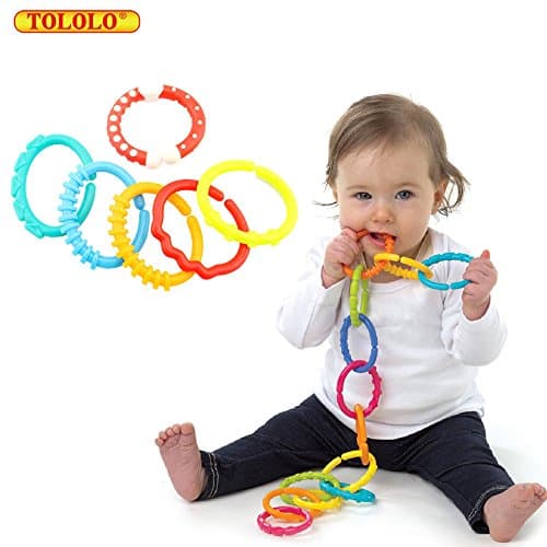 TOLOLO Baby 6 Links Accessory Toy Teether Toy Rainbow Circle Ring