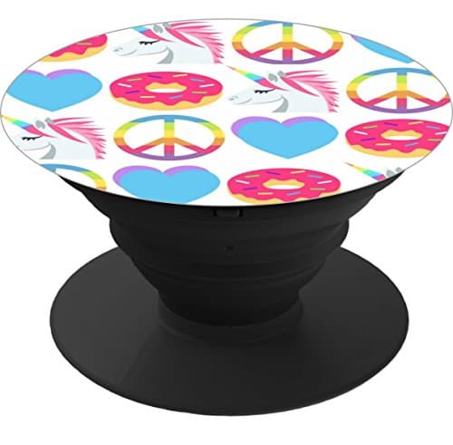 Multi-Function Pop Out Phone Grip and Stand, Socket Mobile Holder for your Phone &amp; Tablet - emoji peace love unicorn donuts