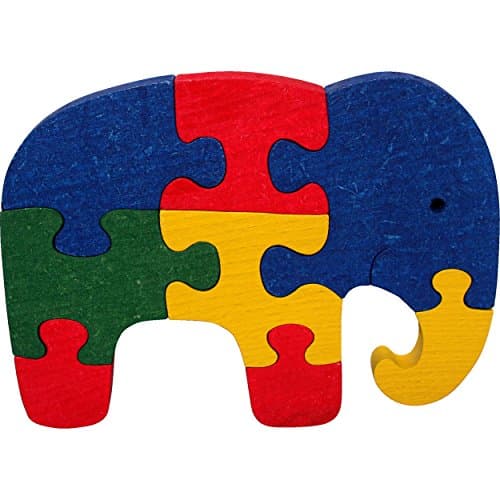 Puzzles Elephant. Innovative Evolution 3D wooden jigsaws for toddlers Made in Europe (Sun dried beech)