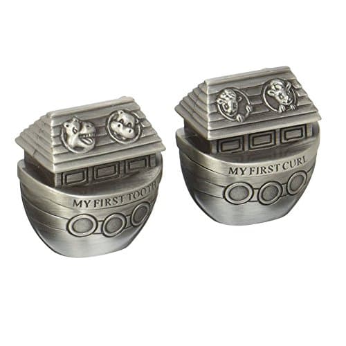 Rose Keepsake Pewter Tooth and Curl Box, Noah's Ark, 1.5", 2 Count