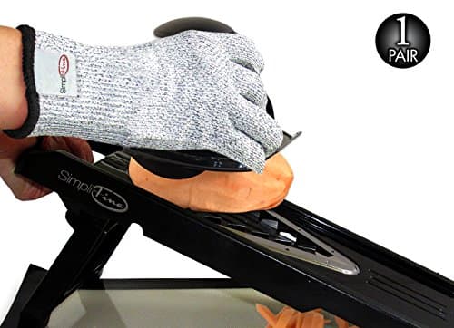 SimpliFine Food Safe Cut Resistant Gloves, Large. Best for using with a Mandolin, Grater, Cutting with Knives and Avoiding Cuts. Level 5 Professional Grade Protection