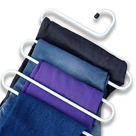 Multi-Purpose Metal Space Storage Closet Hangers Space Saver Storage Rack for Hanging Jeans Trousers Scarf Tie (White)