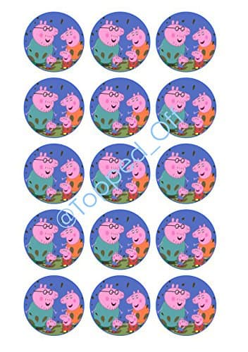 15 x 2" (5cm) Peppa Pig - Round edible cup cake topper decorations ideal for Birthdays by Topped Off (FREE UK SHIPPING)