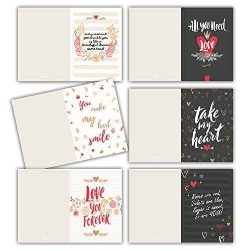 'Elegant Folding Card Set Love &amp; Letters For Wedding, Engagement, Valentine's Day. Modern Romanischen 12 Cards of Love