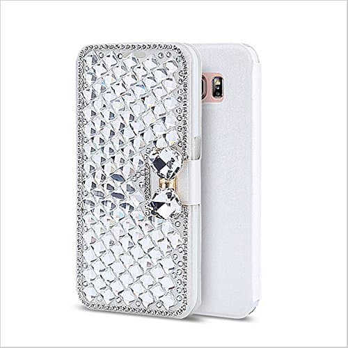 Flip Leather Case for Huawei mate 8, Luxury Glitter Bling Diamond 3D Handmade Rhinestone Cover for Huawei Ascend Mate8 with Card Slot and Stand (for Huawei mate 8)