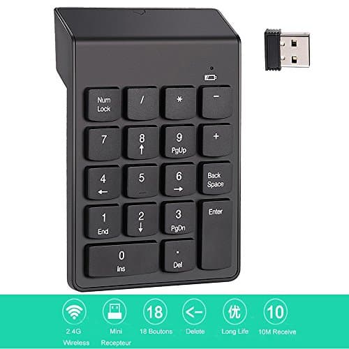 Wireless Keypad Numeric, Homeet 2.4GHZ 18 Keys USB Number Keyboard Pad External for Notebook 8/7/Vista/XP/2000/98/95/NT/ME/LINUX/Mac OS9