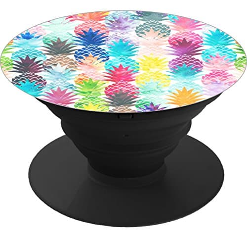 Multi-Function Pop Out Phone Grip and Stand, Socket Mobile Holder for your Phone &amp; Tablet - hawaiian pineapple pattern tropical watercolor