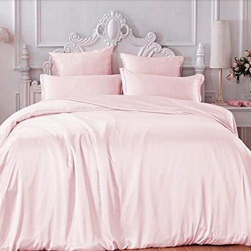 PLAIN DYED POLY COTTON DUVET COVER & PILLOW CASES: SINGLE DOUBLE KING SKING (DOUBLE, PINK)
