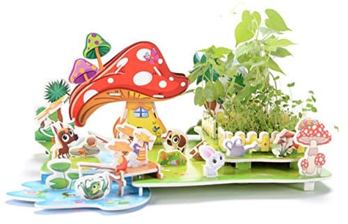 HAHAone Plantable Farm Puzzle with Soil and Seeds 3d Building jigsaw Puzzle 4 sheets 34 Pieces Paper Model Educational Toy Intelligent DIY Parent-Children Interaction Garden Kit Planting (Rural Scenery)