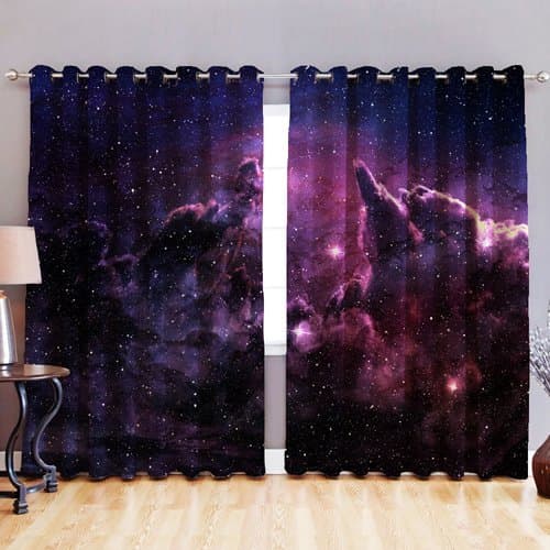 Digital Printed 3D 'Galaxy' Design Eyelet 52" x 90" Blackout Curtains