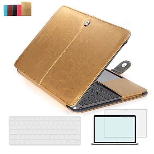 RYGOU Macbook Pro 13 Leather Case,3 in 1 Protective Carrying Cover with Keyboard Skin Screen Shell for Macbook Pro 13 inch with DVD Drive Model:A1278