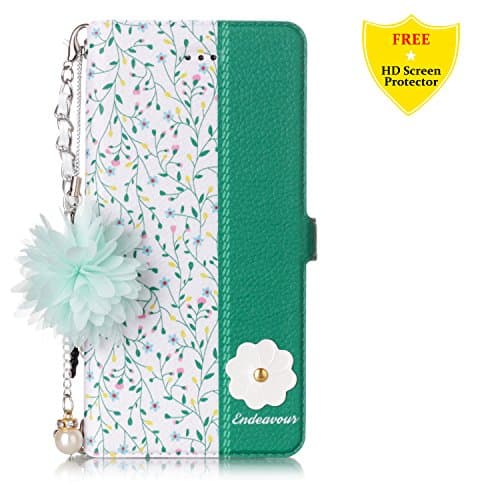 Huawei P8 Lite Case + Free HD Screen Protector,idatog® Colorful Flowers Design Premium Wallet Case PU Leather Flip Cover with Inner Rubber Back Holder Magnetic Clip &amp; ID/Credit Card Holders/Stand Case For Huawei P8 Lite (willow)