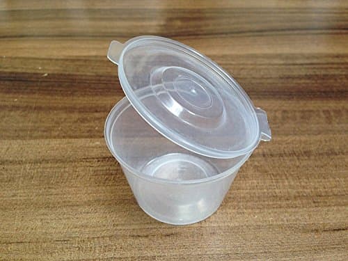 Cater For You 3X Plastic 100ml Hinged Lid Deli Pot or Sauce Pot (Pack of 50)