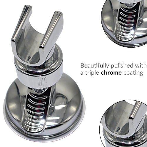 Gadget Zone UK Shower Head Holder Chrome Bathroom Wall Mounted Adjustable Suction Mount Bracket