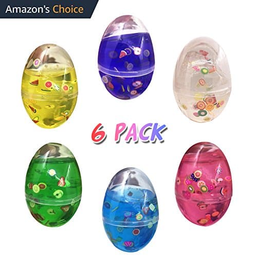 EarthSave Fluffy Floam Crystal Slime, 6-Pack Egg Slime Magic DIY Clay Stress Relief Toy No Borax and Non Toxic Scented for Kids Teenagers Adults’ Stress Relief, Hand and Finger exercises