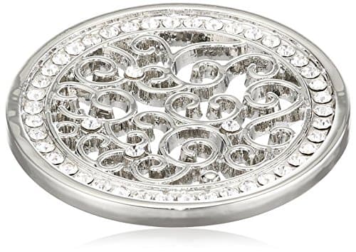 Meilanty White Crystal Florentine Interchangeable Coin Pendant Silver GP-27