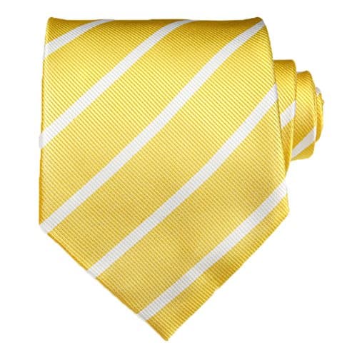 Yellow & White Thin Striped Tie UK - Cufflinks & Handkerchief
