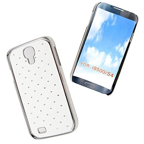 For Samsung Galaxy S4 i9500 White Diamond Chrome Sided Hard Shell Back Fits Protection Case Cover + Free Stylus Pen