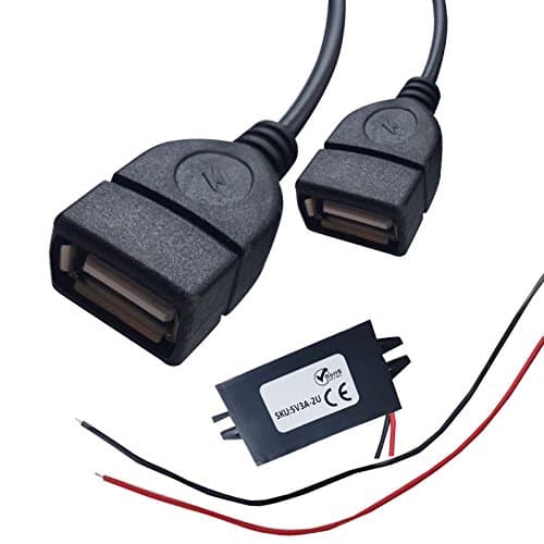 Safekom DC Converter PCBA Buck Module 12V to 5V Dual USB Female 3AMP Output Step Down Voltage Auto Power Inverter Regulator Car Vehicle Mountable Charger Adapter Plug Kit GPS Tablet Android Phone PDA