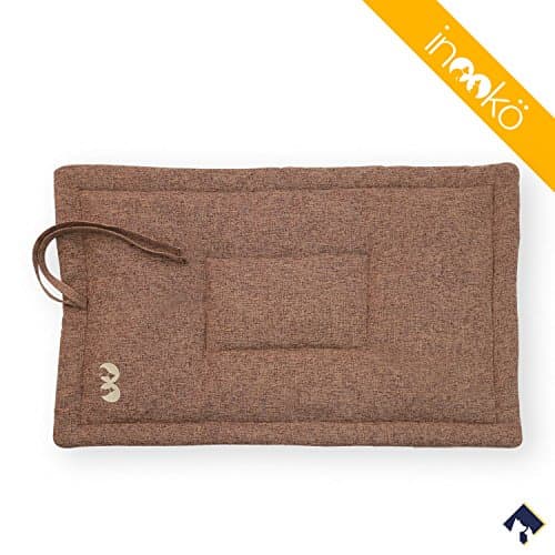 inooko - Blanket for dog and cat, reversible design, Soft, Comfy &amp; Warm, 90 x 60 cm, in Cotton/linen &amp; Polar fleece – Brown marl