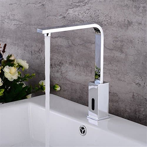 Modern 7-shaped brass silver sensor solenoid valve with a hole smart sensor bathroom basin faucet/Bathroom Sink Taps/Basin Mixer Tap/Bathroom Tap/Bathroom Mixer/Bathroom Basin Mixer Tap/Sink Taps