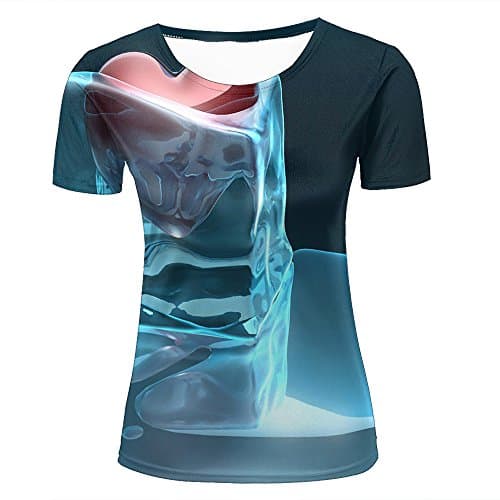 Womens 3D T Shirts Digital Reflection Ice Three-diWomensional Realistic Fashion Couple Crew Neck Tee Tops XXL