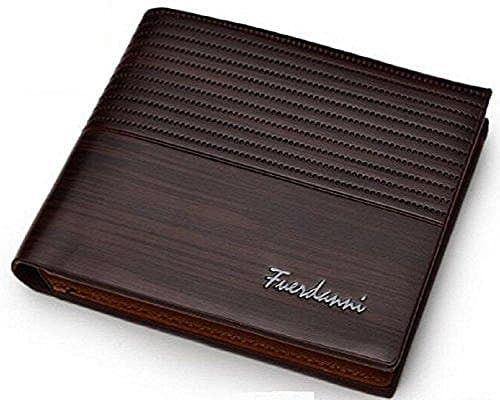 Leather Wallet For Men – 3 different colours ( Light Brown, Dark Brown and Blue ), holds 6 cards, transparent ID holder, 2 currency slots, Gift box included