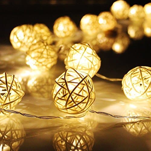 Ball LED Light String,ALISAM 20 LED Rattan Ball String Fairy Lights Warm White Light For Xmas Wedding Party Hot LED light 3M