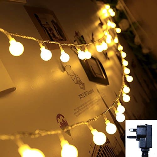 LED String Lights, QBeau Wedding Party Globe Fairy Lights 33 Feet/10 Meters 100leds Warm White LED String Lights for Patio,Garden, Bedroom, Outdoor, Indoor, Home, Living Room, Wedding, Party(UK plug)