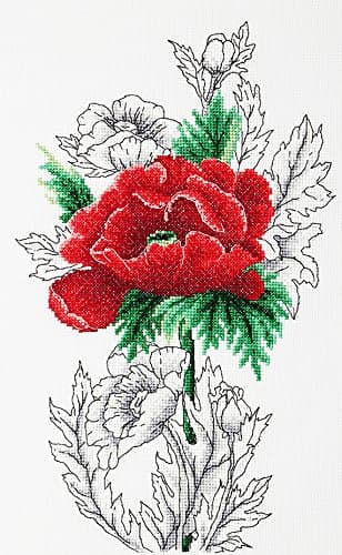 VDV Cross Stitch Kit - Red Poppy