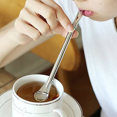 Stainless Steel Drinking Straw Filter Spoon Yerba Mate Tea Strainer Straw Tea Tools