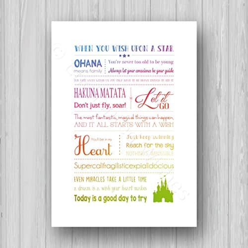 Disney Quotes Print, Unframed A4 or 8 x 10"
