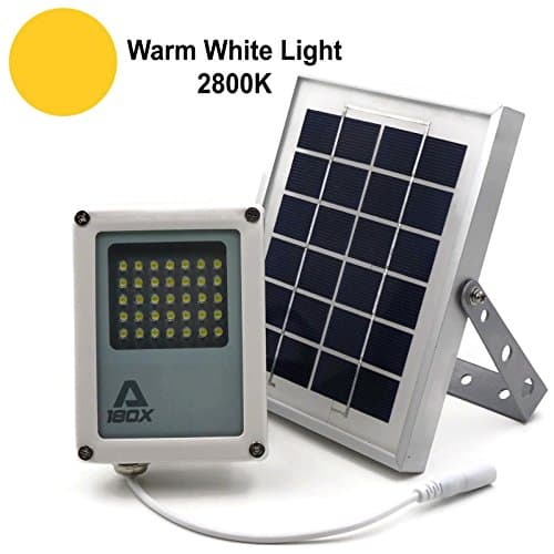 ALPHA 180X Solar Flood Light (Warm White LED) as Security Floodlight and Area Lighting for Farm Area, Yard, Home Garden, Remote Cabin, Alley, Warm White Light