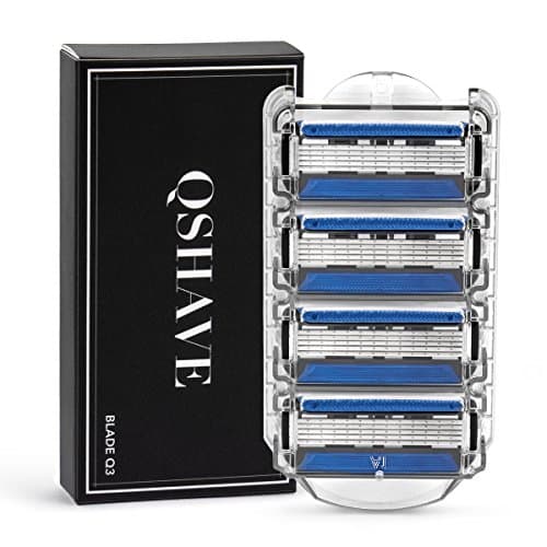 QSHAVE Man's Razor Blade Refill Cartridges with Trimmer Blade (4PCS)