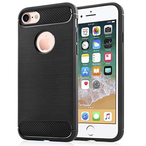Centopi iPhone 7 Case, iPhone 8 Case Carbon Fibre Textured Gel Cover | Shock Absorbing | Lightweight &amp; Slim TPU Gel Protection For iPhone 7 (2016) &amp; iPhone 8 (2017) - Black