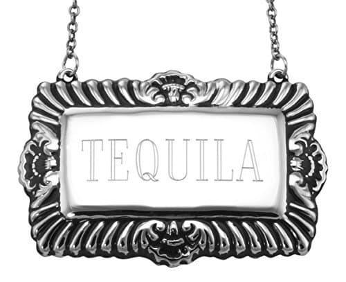 Tequila Liquor Decanter Label / Tag - Sterling Silver by Silver Mine Gifts