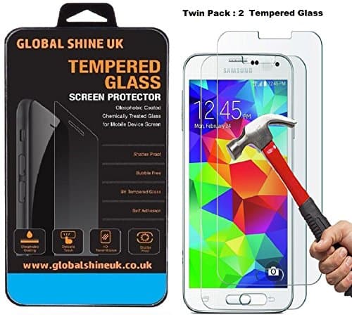 GlobalShineUK® [2 Pack] Galaxy S5 Screen Protector, 0.33mm 9H Tempered Glass Screen Protector for Samsung Galaxy S5